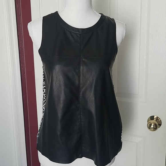 Leather Look Front Animal Print Back Hi-low Small - Picture 2 of 3